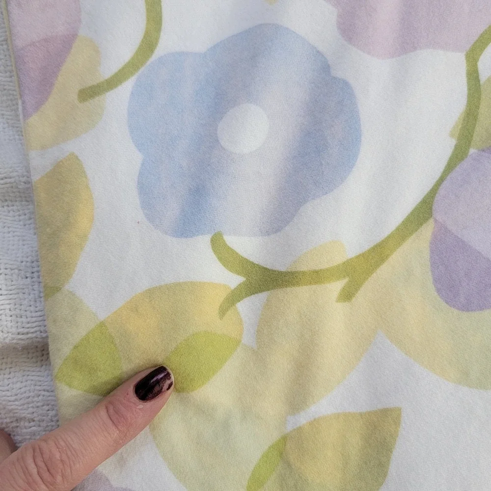 Garnet Hill 100% Supima Cotton Flannel Queen Duvet Cover Floral Made in Portugal